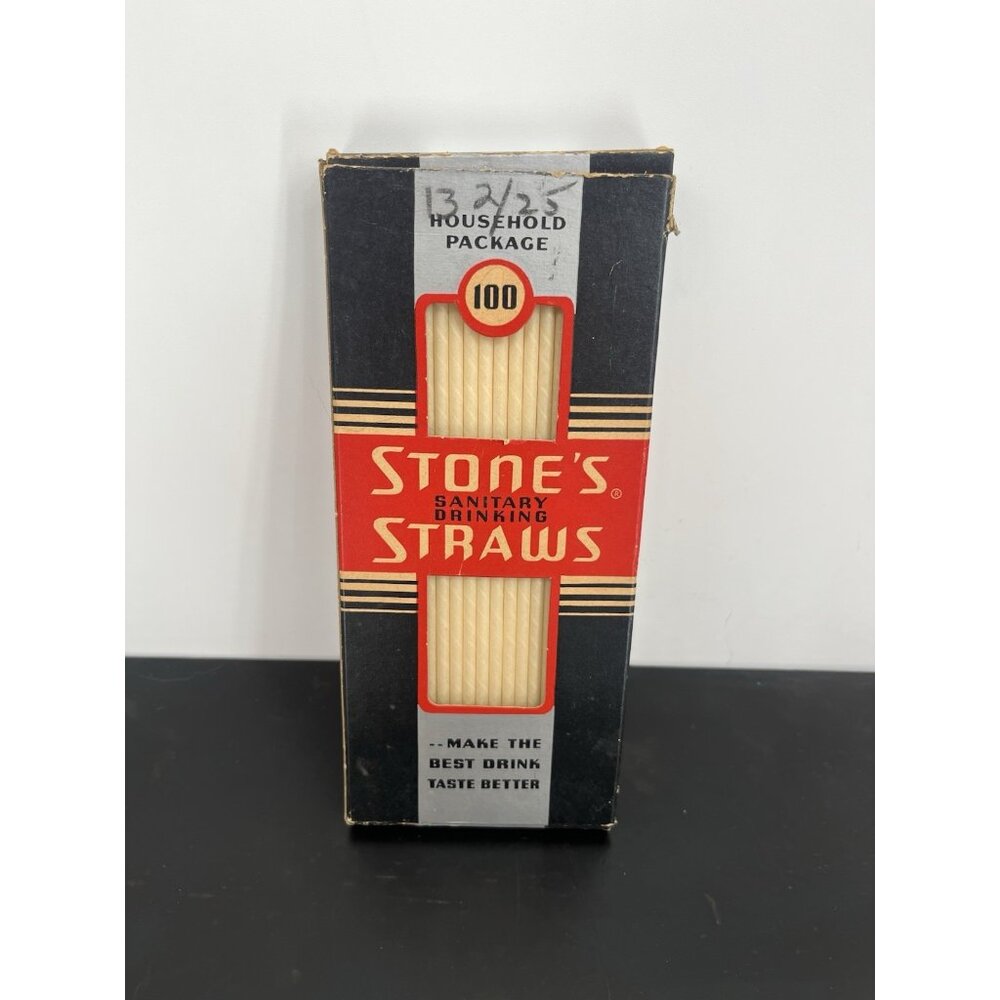 Vintage 1940's Stone's Paper Straws Box Stone Straw Corp Washington DC